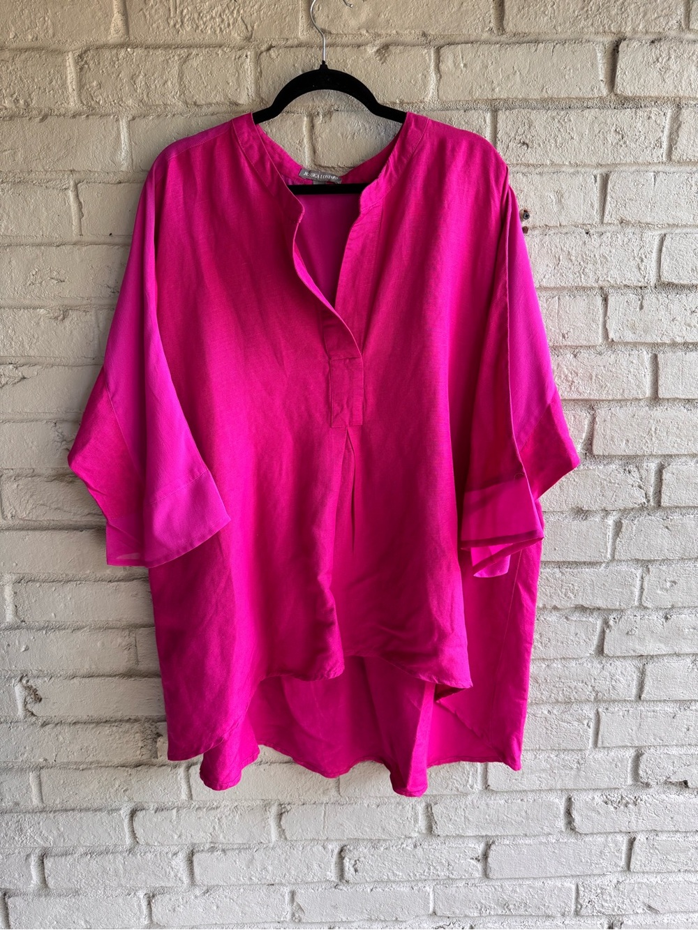 Linen Blend Fuchsia tunic top XXL Semi Dressy Casual Church Lunch Resort Cocktai